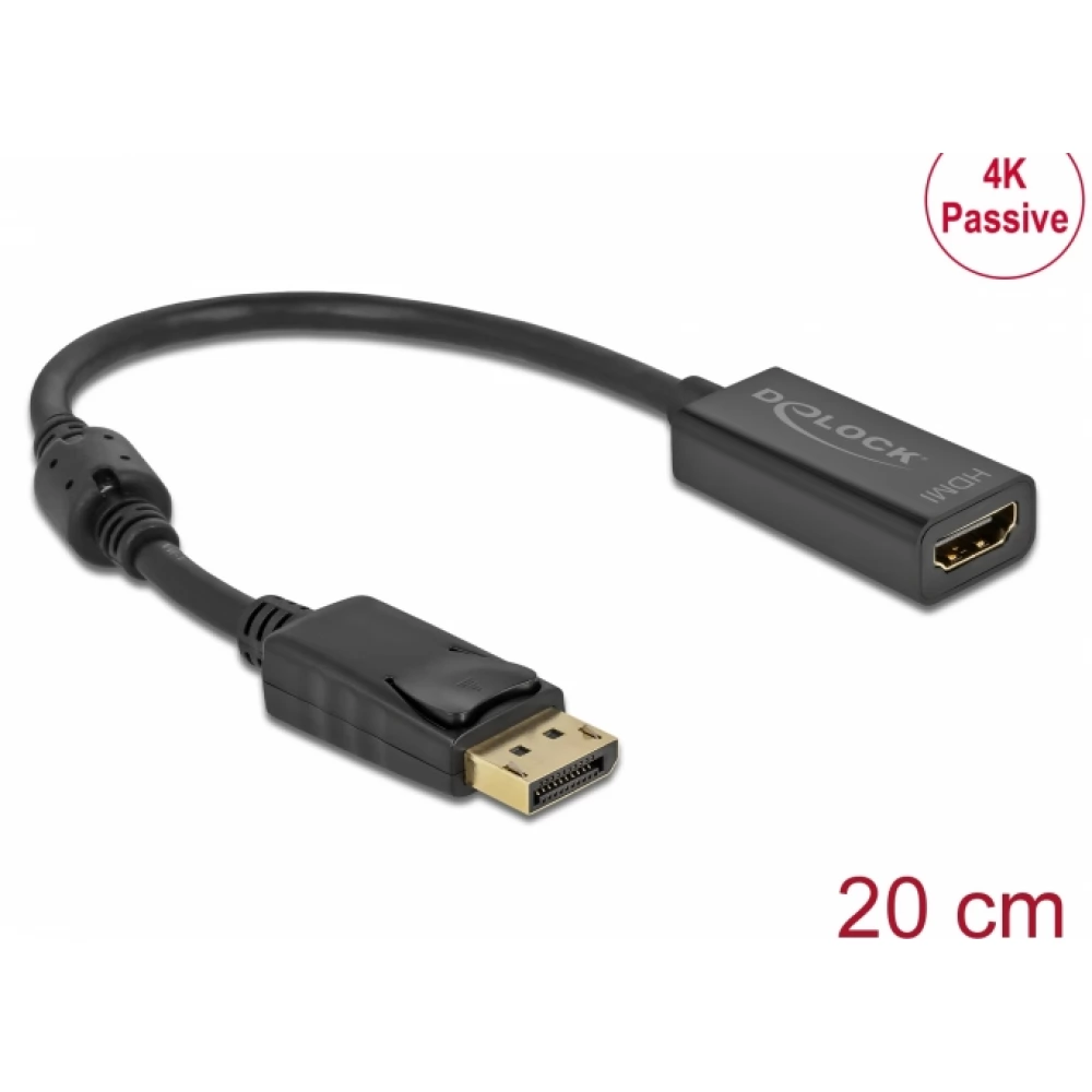 DELOCK DisplayPort 1.2/1.2a HDMI Átalakító Fekete 20cm 63559