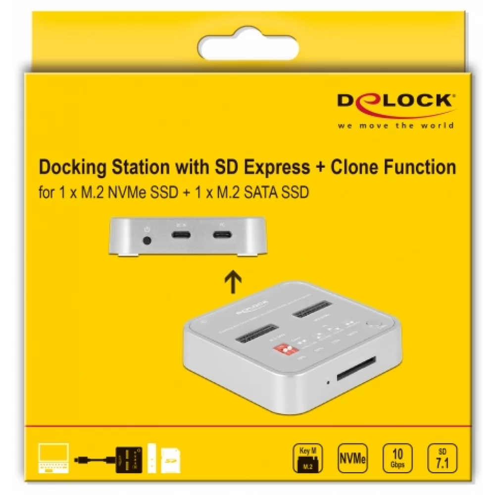 DELOCK Docking station station 1 x M.2 NVMe SSD + 1 x M.2 SATA SSD