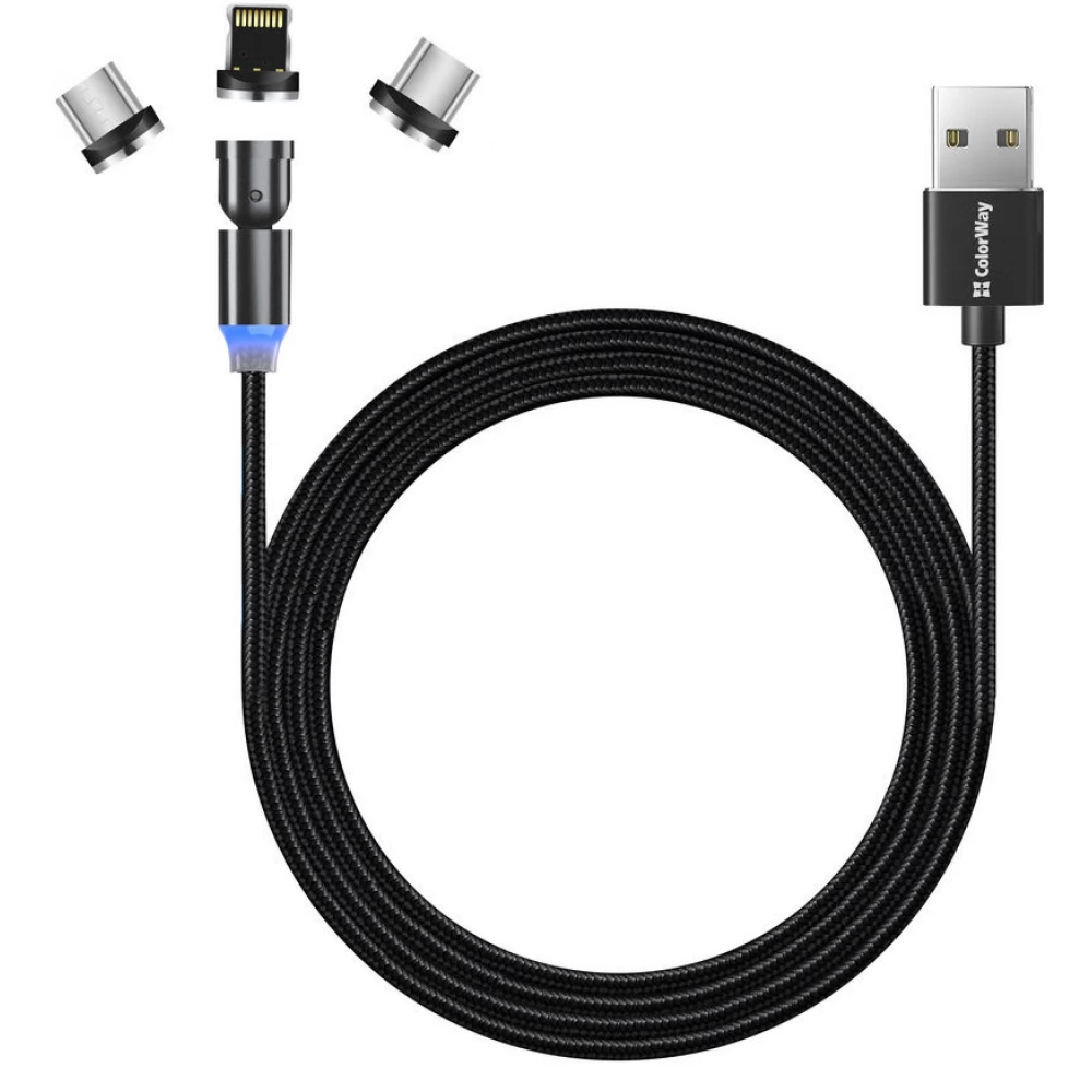 COLORWAY USB Lightning + Micro USB + USB Type C Converter Black 1m CW-CBUU037-BK