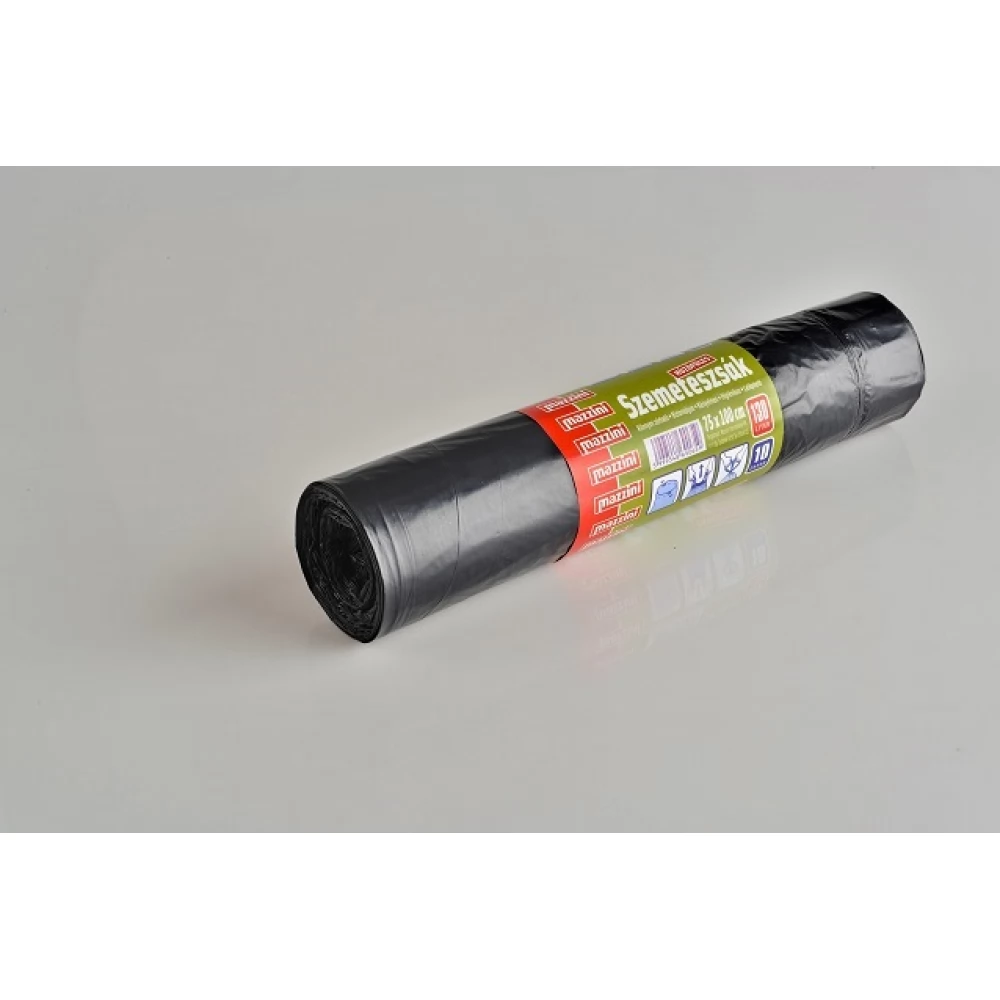 MAZZINI Húzófüles háztartási szemeteszsák 75x100cm 130 l 35 mikron 10 db/csomag