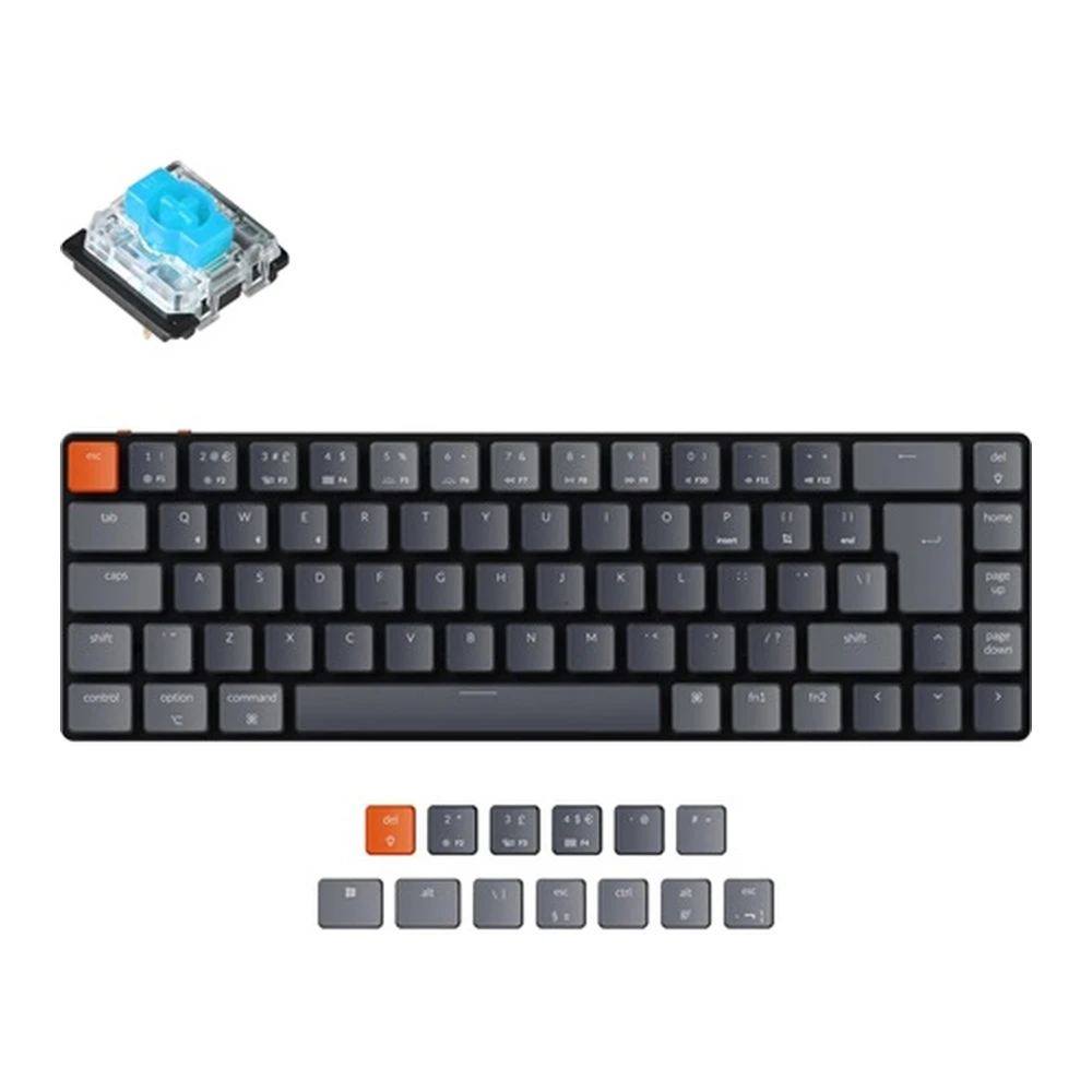 KEYCHRON K7 RGB Wireless Gateron Low Profile Blue UK engleză negru