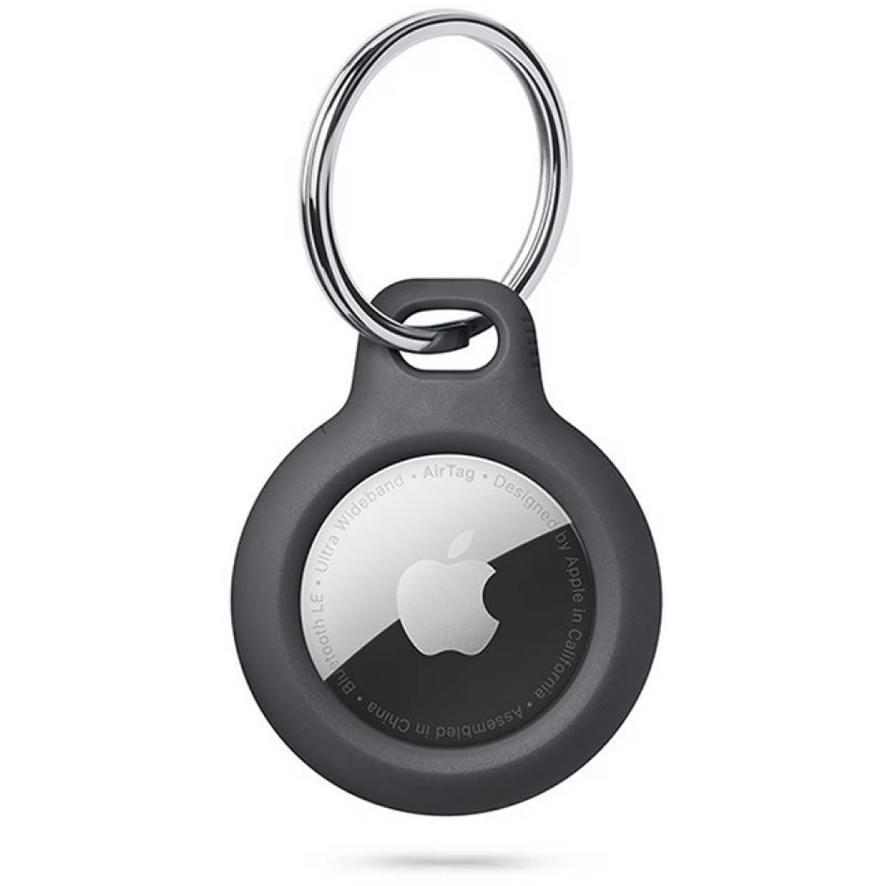 HAFFNER Rough Silicon protection case and key ring Apple AirTag nyomkövetőhöz black OEM