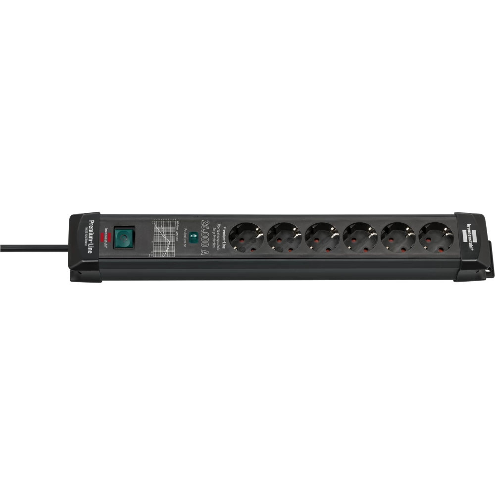BRENNENSTUHL Premium-Line Splitter 6 outlet 1.8m black switch protected