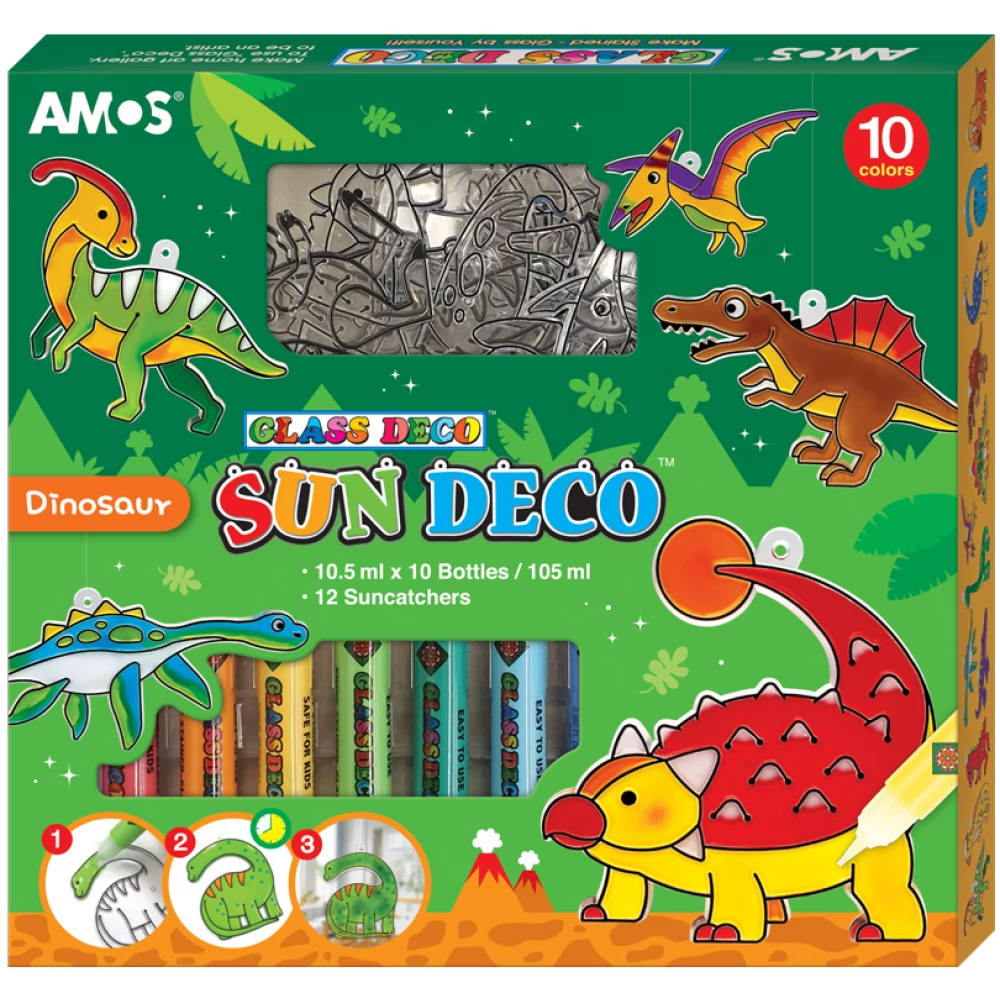 AMOS Sun Deco glass sticker stock - dinosaurs 12 pieces