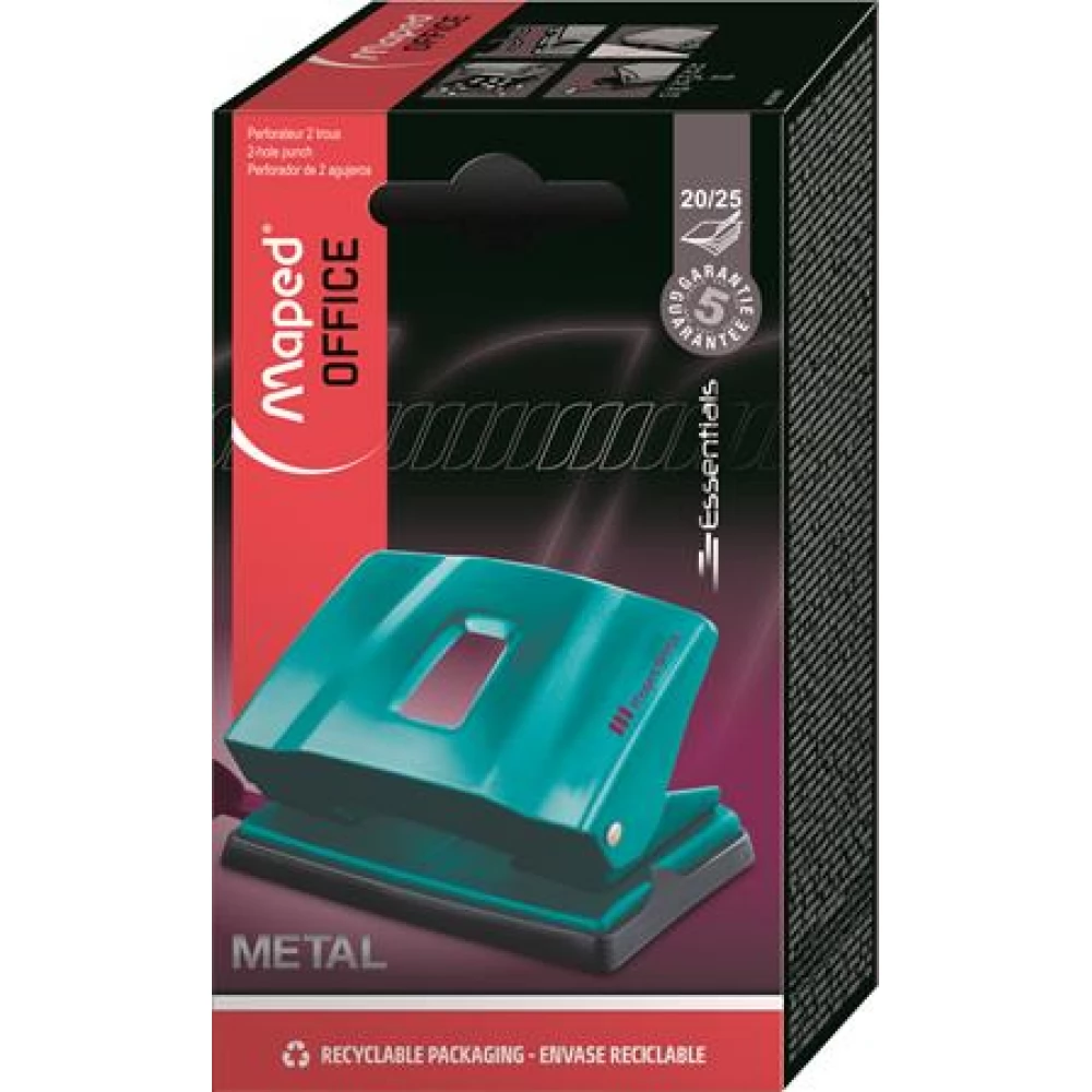 MAPED punch kétlyukú 25 lap metal Essentials 25 turcoise