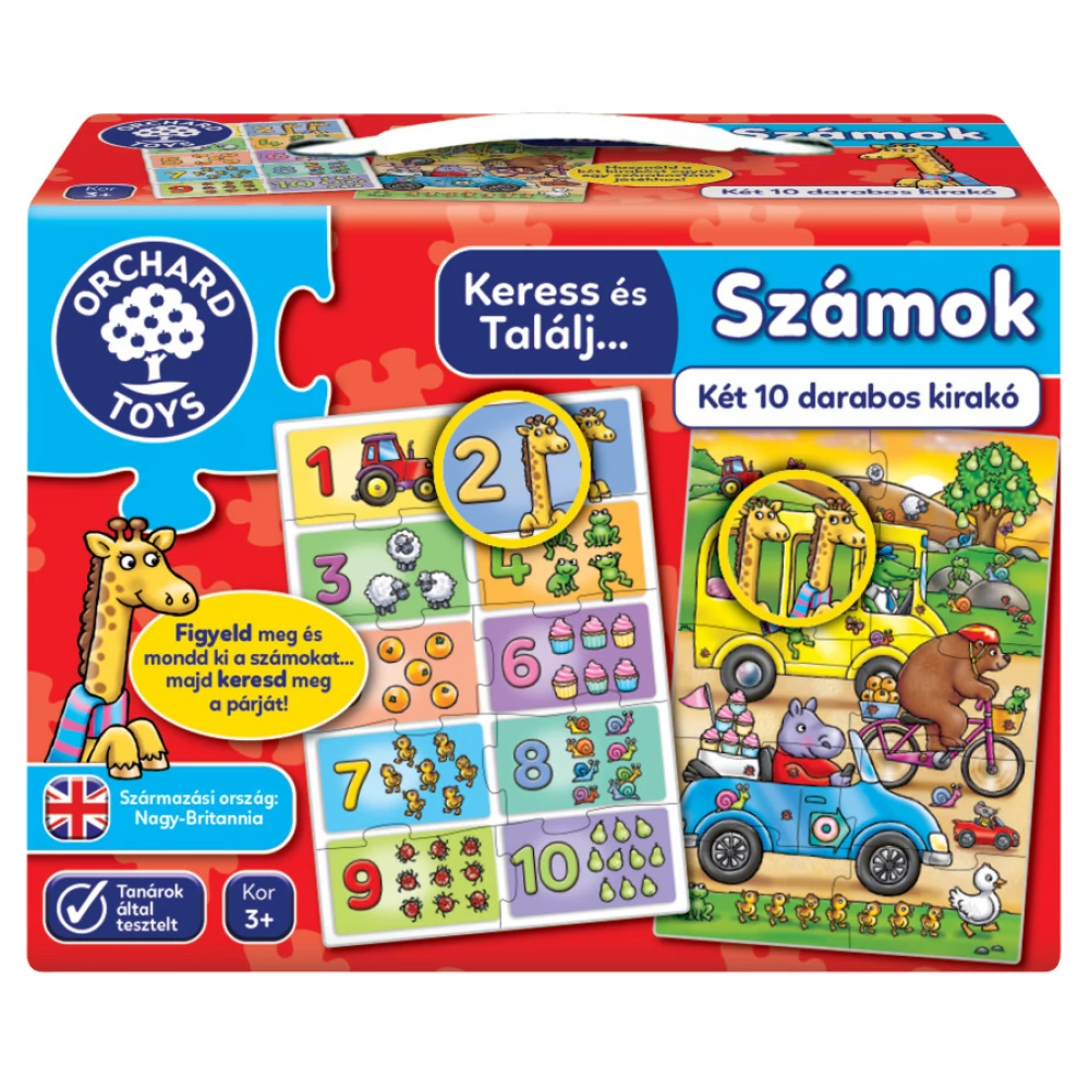 ORCHARD TOYS Puzzle játék 2x 10 darabos Keress és Találj…Számok