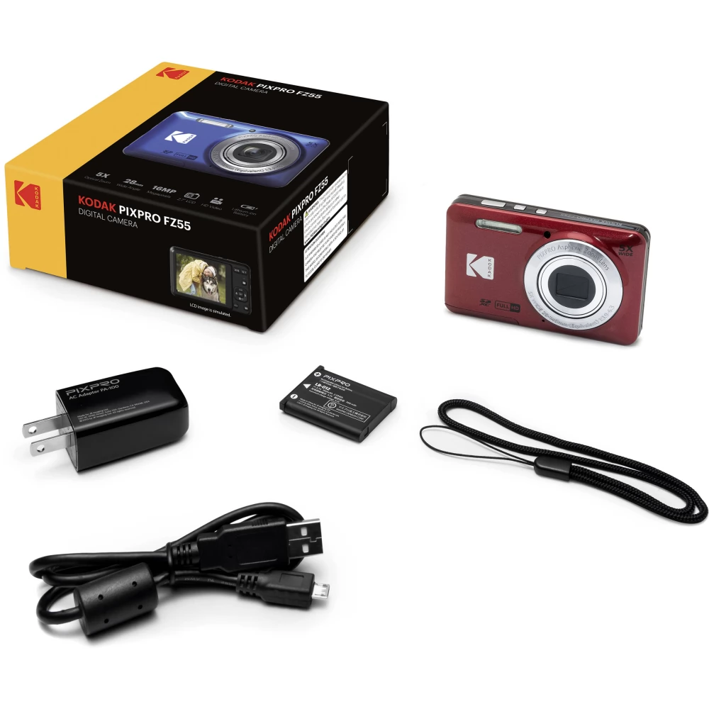 KODAK PIXPRO FZ55 新品 red Amazon.com : KODAK PIXPRO FZ55-RD 16MP Digital Camera 5X