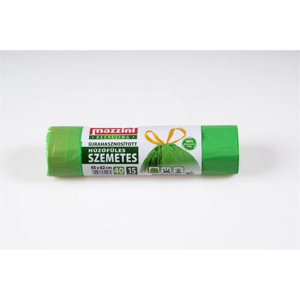 MAZZINI 104145 Újrahasznosított húzófüles szemeteszsák 40L 15 db