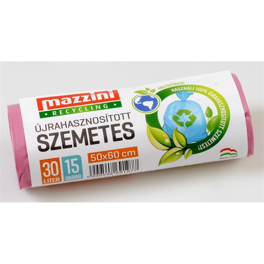 MAZZINI Szemeteszsák újrahasznosított 30 l 50x60 cm 15 db