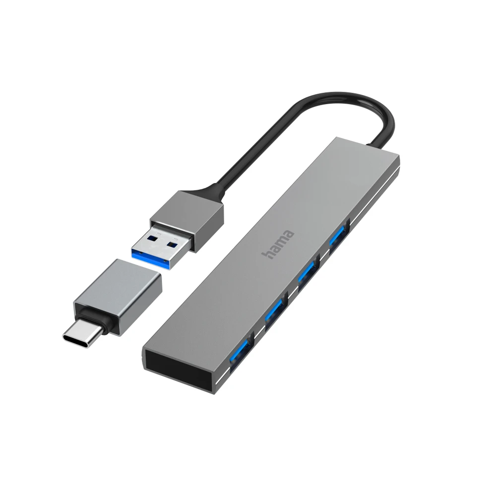 HAMA USB 3.2 Gen1 HUB 1:4 Port 5GB/s + USB Type-C OTG