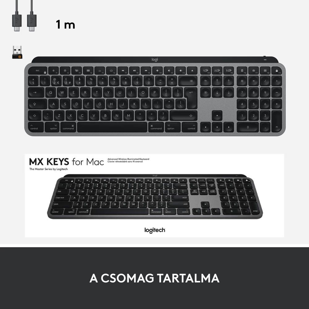 LOGITECH MX Keys cable without keyboard Machez Bluetooth többeszközös ...