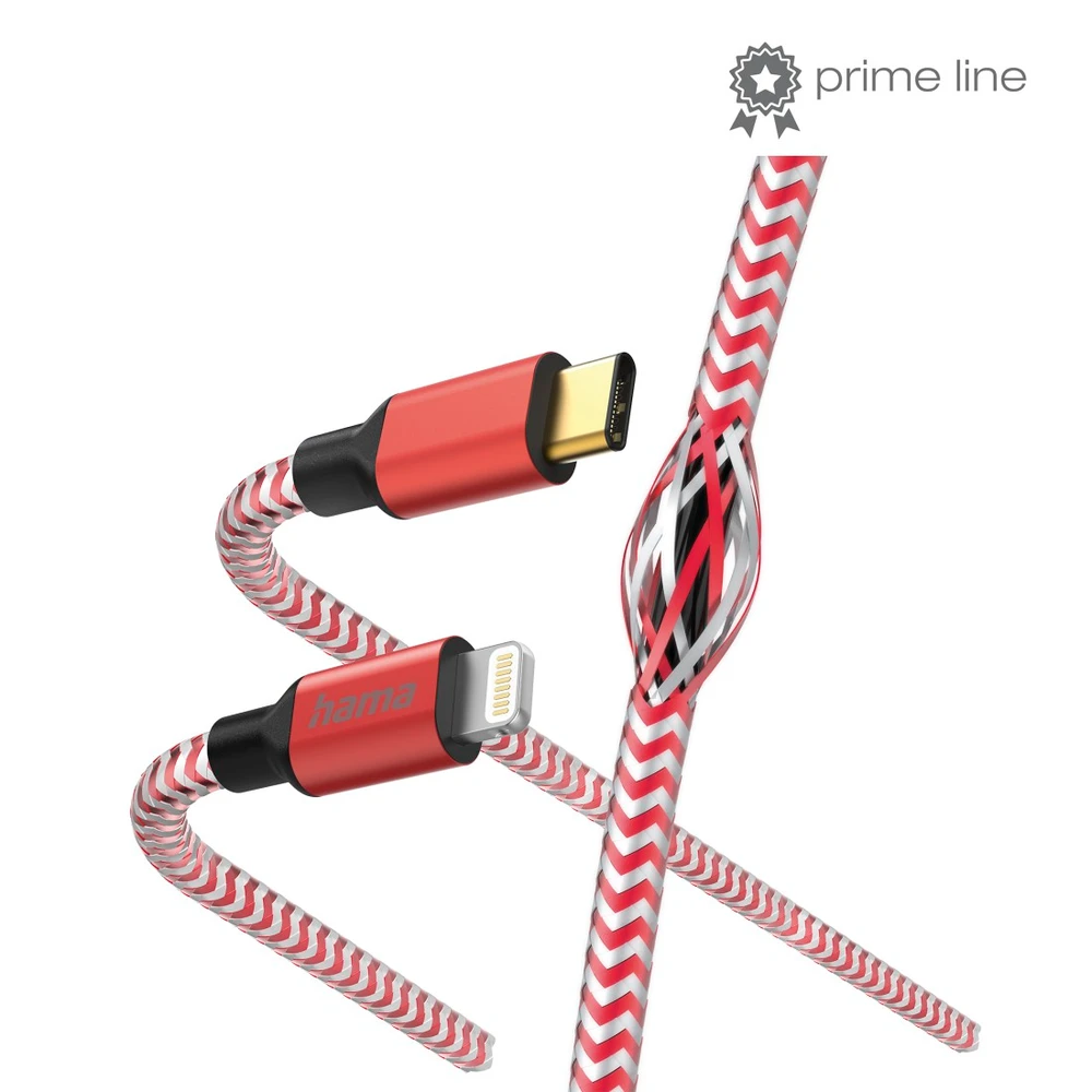 HAMA USB 2.0 Type C Lightning Töltő/adat Piros 1.5m 201562