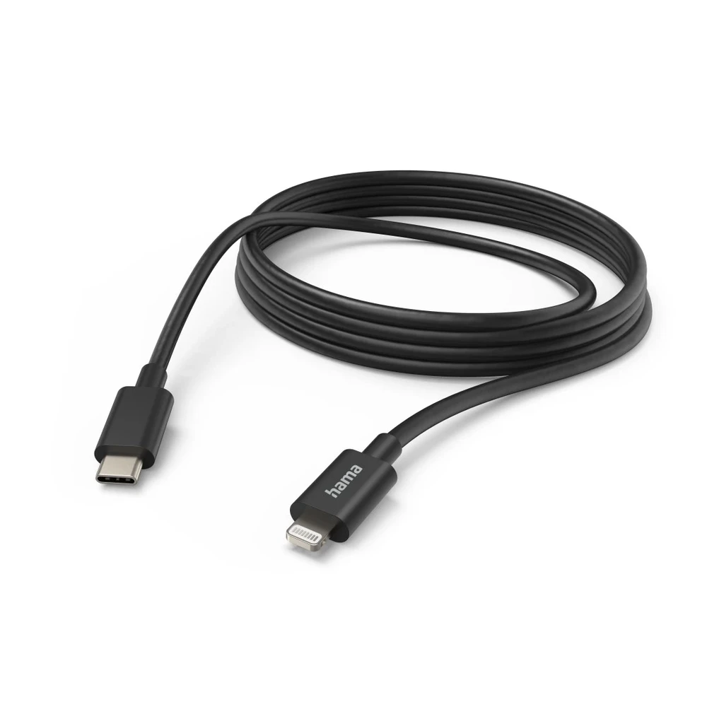 HAMA USB 2.0 Type C Lightning Töltő/adat Fekete 3m 201599