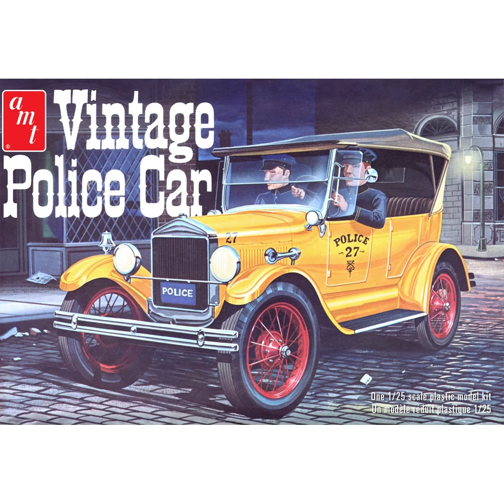 ROUND2 AMT 1/25 1927 Ford T Vintage Police Car retro rendőrségi kocsi modell