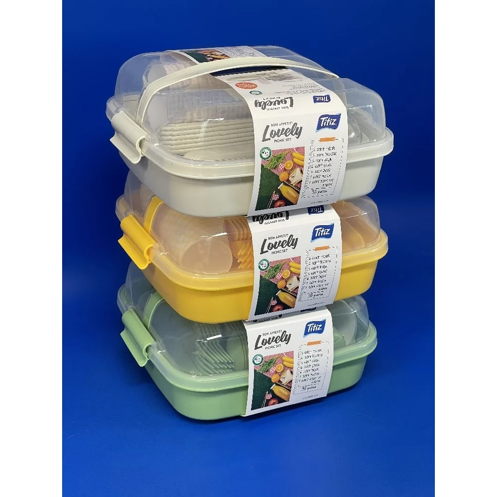 新品未使用 Union Plaza Pan Set Friars Club 5508 6 persoane picnic set (6 buc cuţit / lingură / villa / placă