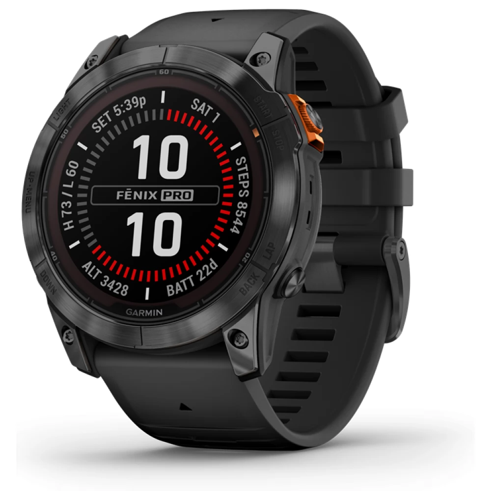 GARMIN Fenix 7X Pro Solar fekete-szilikon belt grey