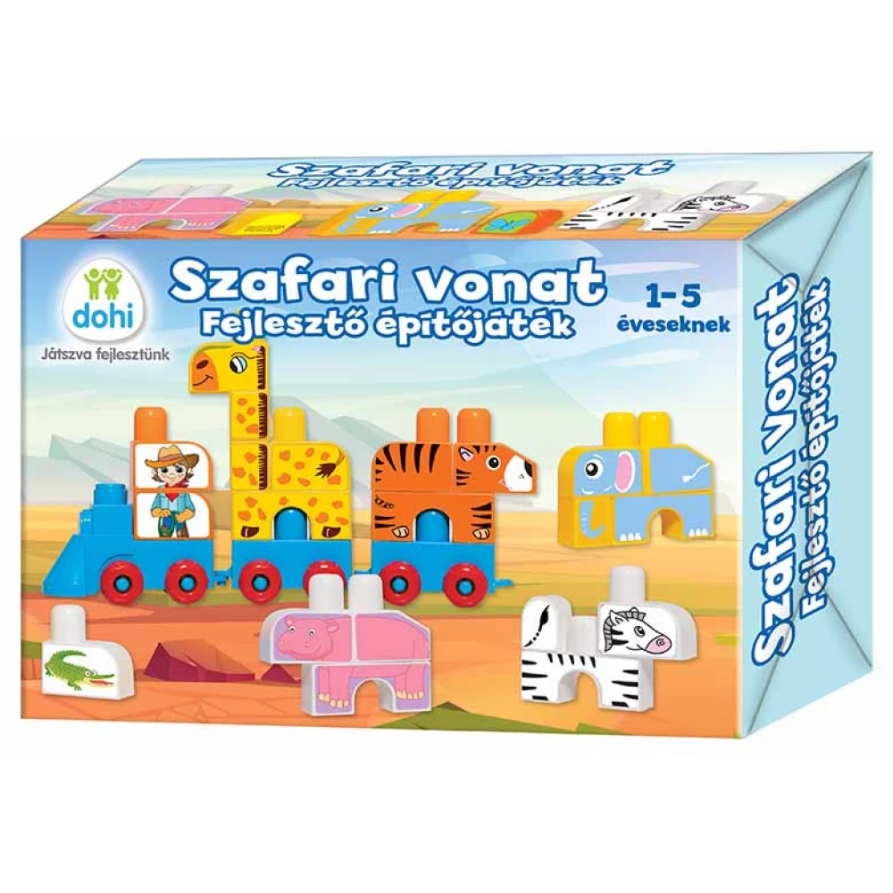 DOHÁNY TOYS Szafari vonat fejlesztő építőjáték