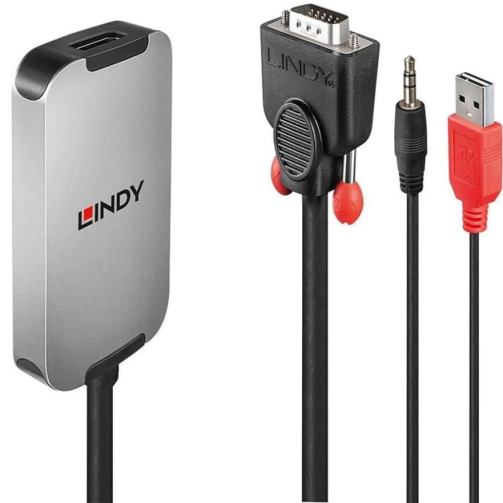 LINDY VGA/D-Sub DisplayPort Converter Black-Gray 18cm 38296