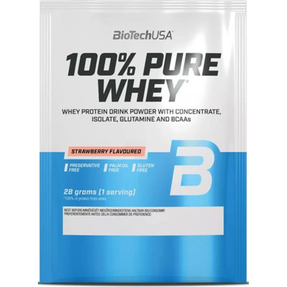 BIOTECH USA 100% Pure Whey Tejsavó fehérjepor 28 g strawberry