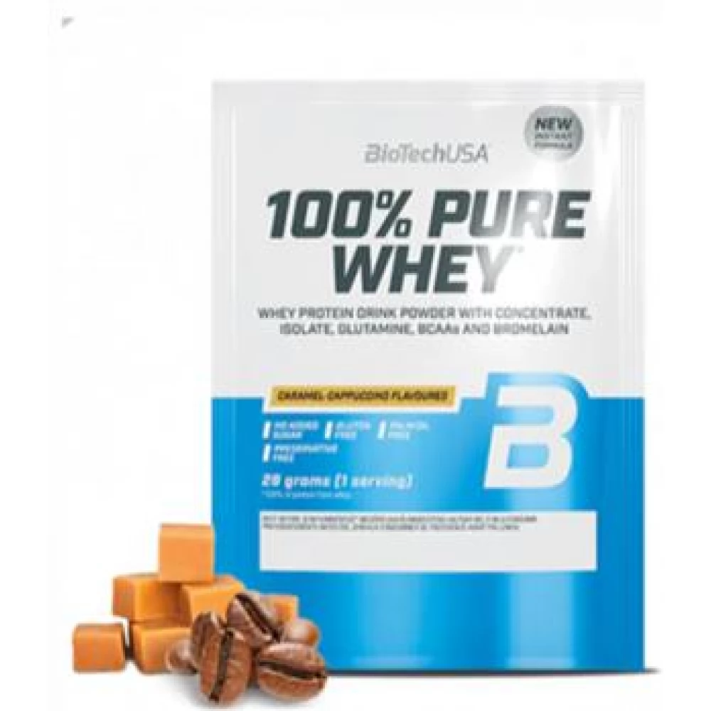 BIOTECH USA 100% Pure Whey Tejsavó fehérjepor 28 g karamell-cappuccino