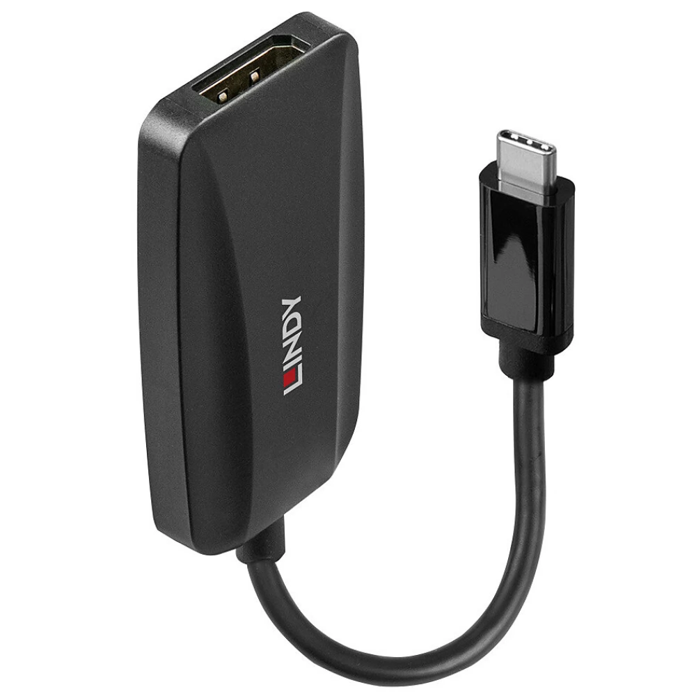 LINDY USB 3.0 Type C DisplayPort 1.4 Átalakító Fekete 13cm 43337