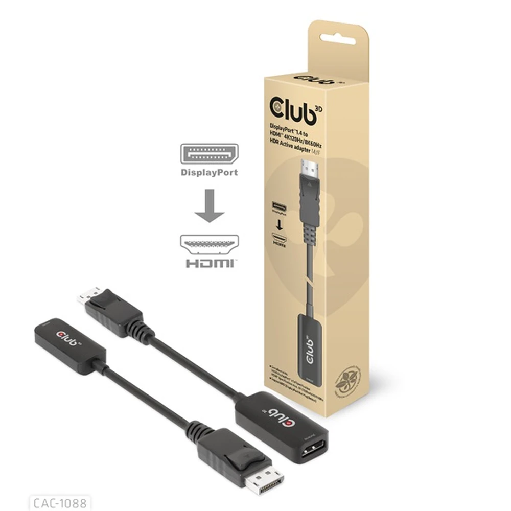 CLUB3D DisplayPort 1.4 HDMI 2.1 Átalakító Fekete 10cm CAC-1088