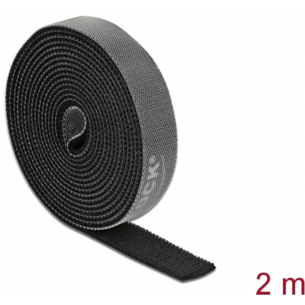 DELOCK 18383 Tépőzáras szalagtekercs 2 m x 15 mm fekete