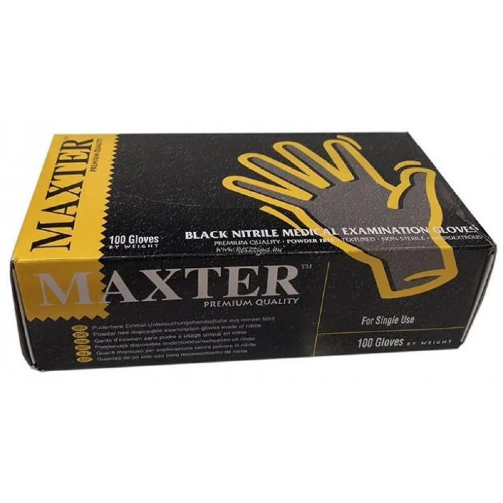 MAXTER Védőkesztyű nitril XL méret 100 db púder nélküli fekete