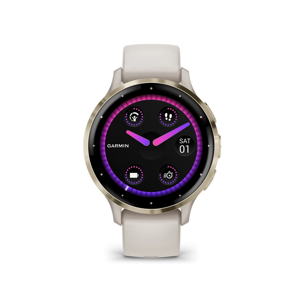 GARMIN Venu 3S francia szürke-krémarany Skin and silicone strap