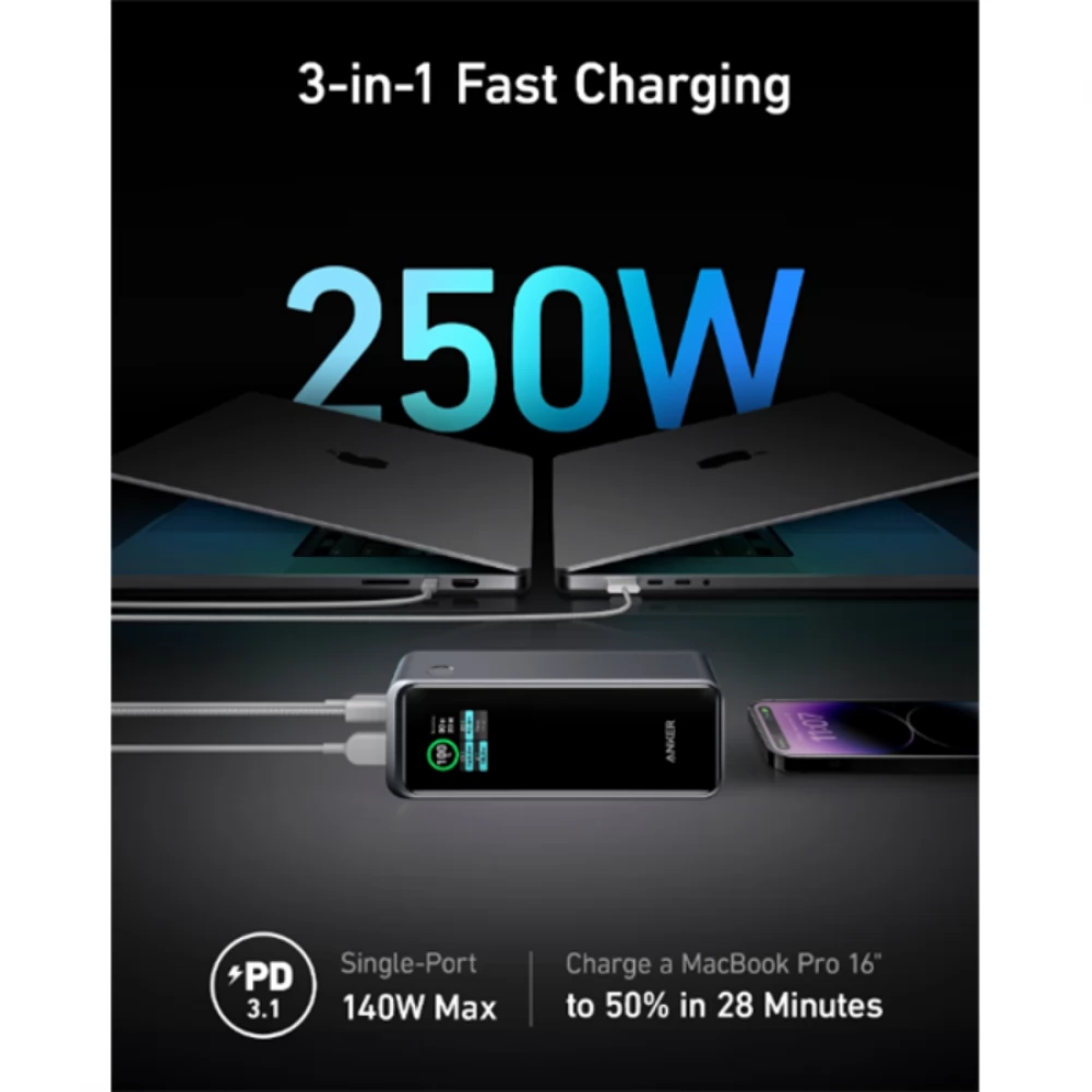 ANKER Prime Powerbank 27650mAh 250W black - iPoncomp.com