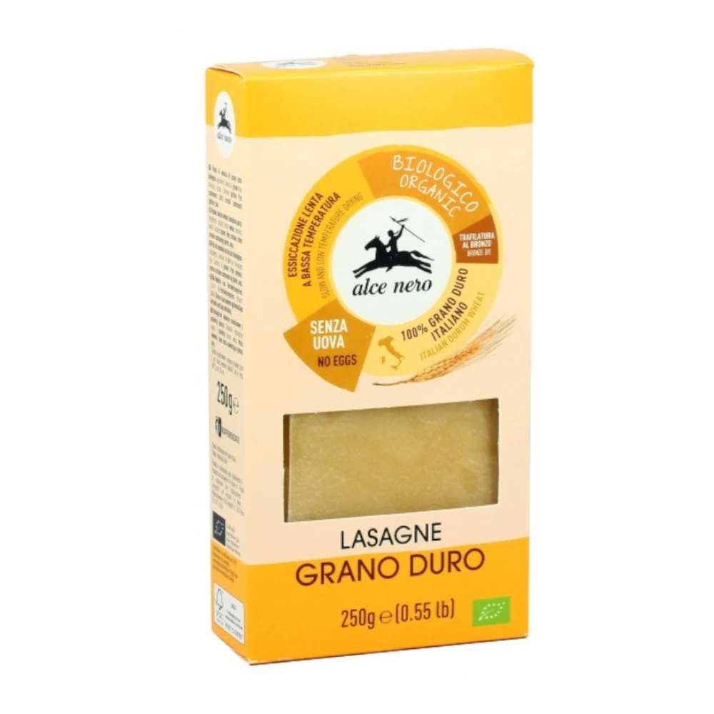 ALCE NERO Bio lasagne durum búzadarából 250 g