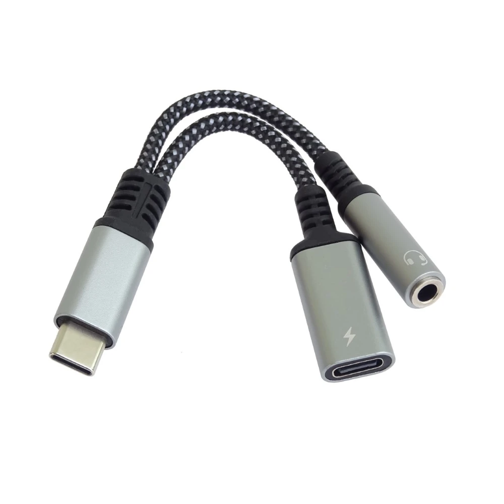 PREMIUMCORD USB 2.0 Type C USB 2.0 Type C + Jack transformator Crna-Srebrna 13cm KU31ZVUK04