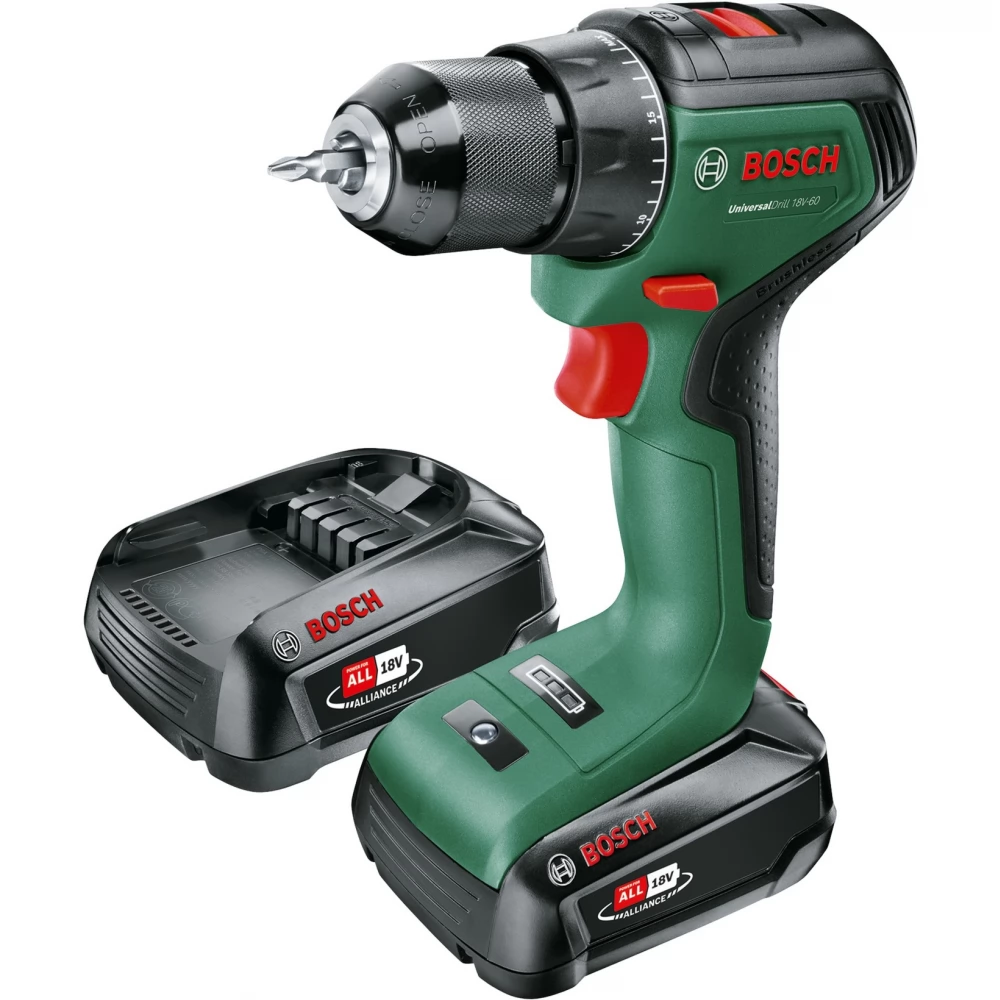 BOSCH UniversalDrill 18V-60 Akkus drill-screwdriver + 2x 2.0Ah akku + suitcase
