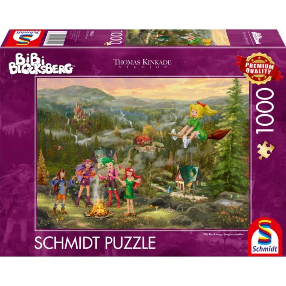 SCHMIDTSPIELE Puzzle játék 1000 darabos Thomas Kinkade Bibi Blocksberg - Fiatal boszorkák találkozója