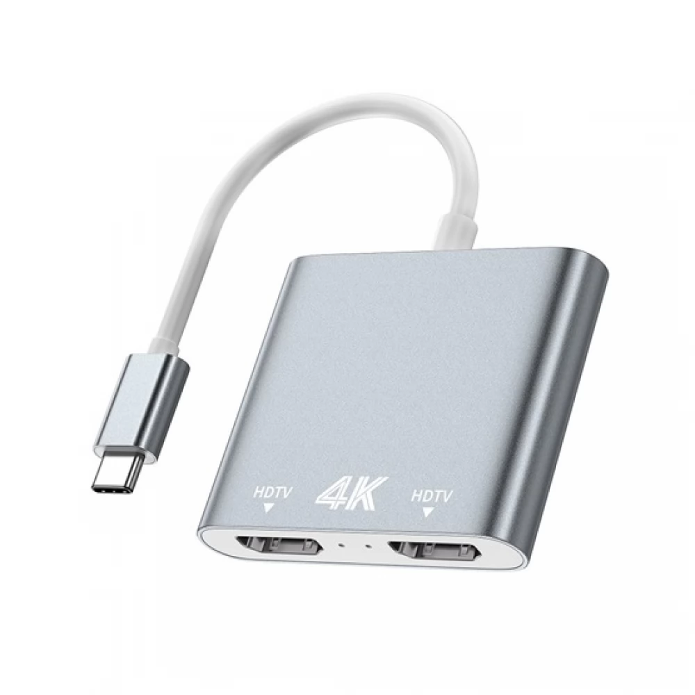 AVAX USB 3.0 Type C HDMI 2.0 transformator Silver 10cm HB902