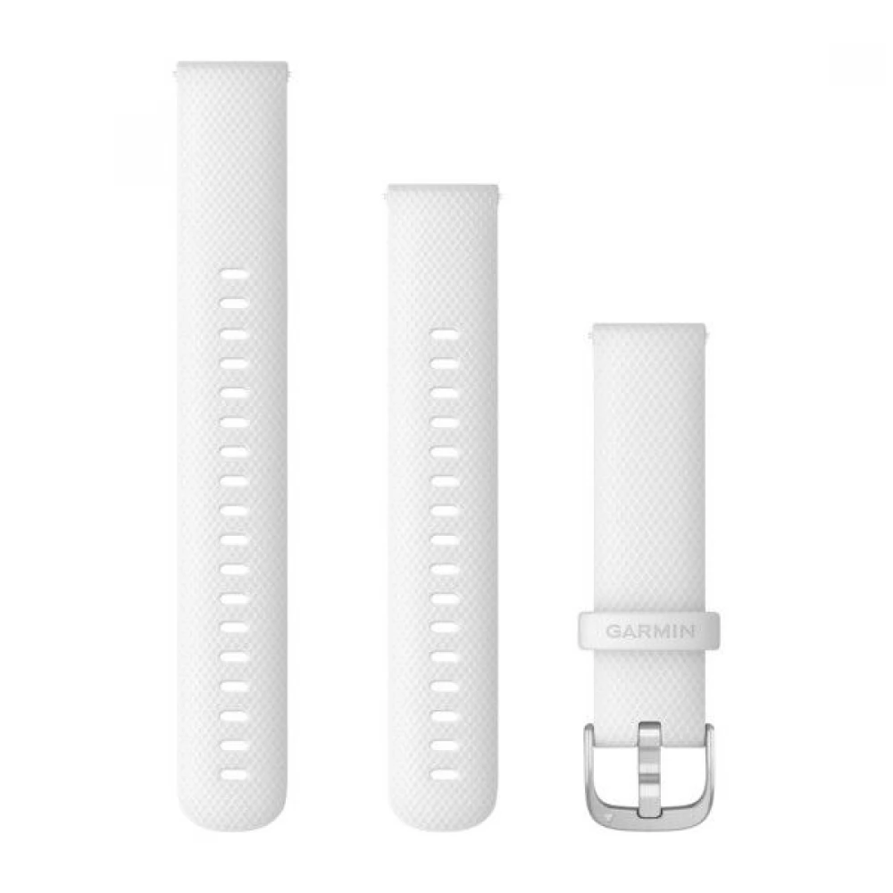 GARMIN Venu 2s watch strap 18mm white silicone silver buckle (Quick Release)