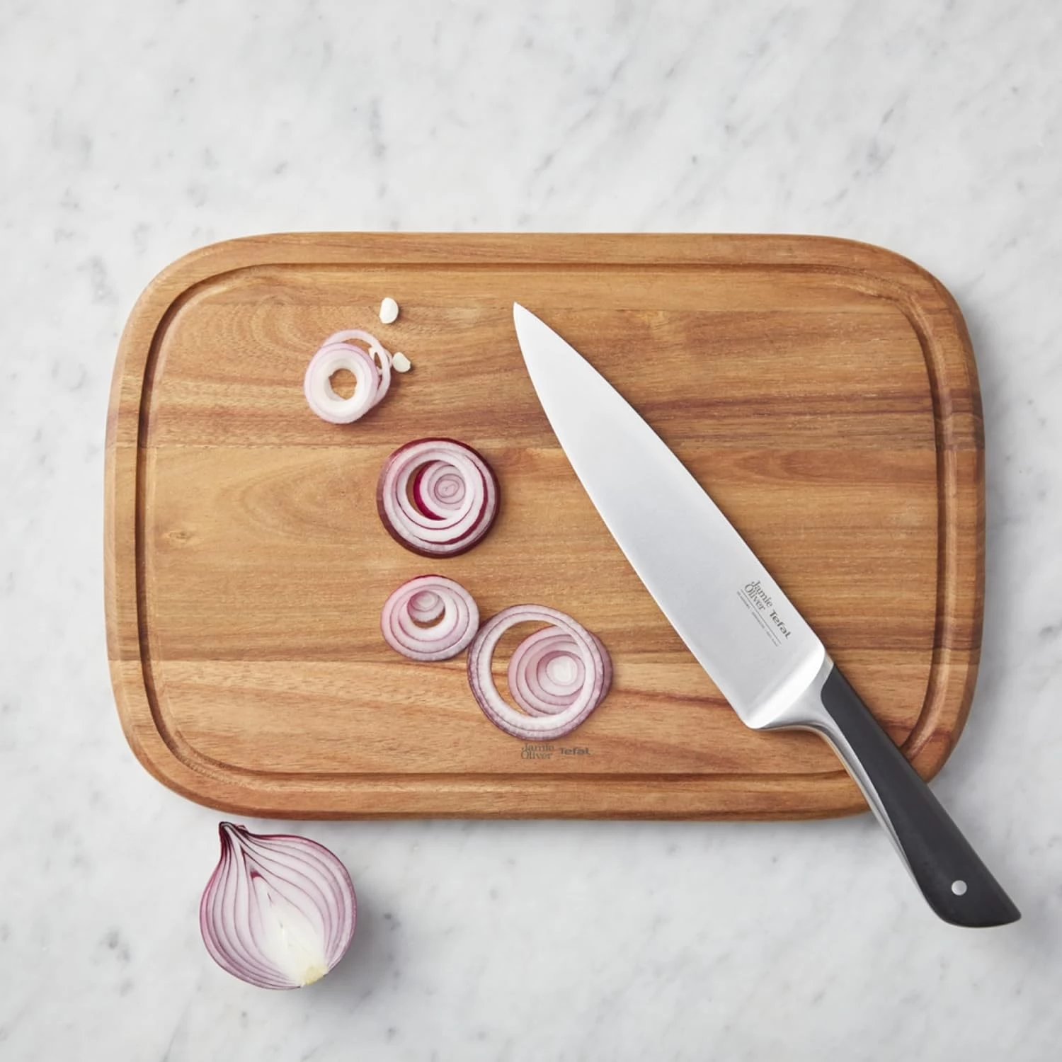 Tefal K2680855 Cutting Board FSC Certified, Produced Cutting Board, Meals Preparing and Serving Acacia Wood Small 28cm X 21.5cm X 2cm