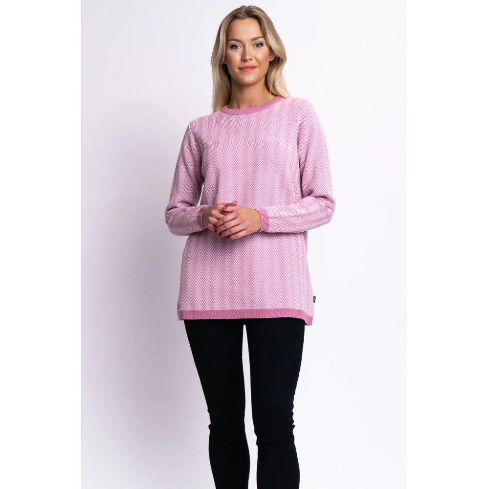BUDMIL Kötött sweater Female XXL pink and white