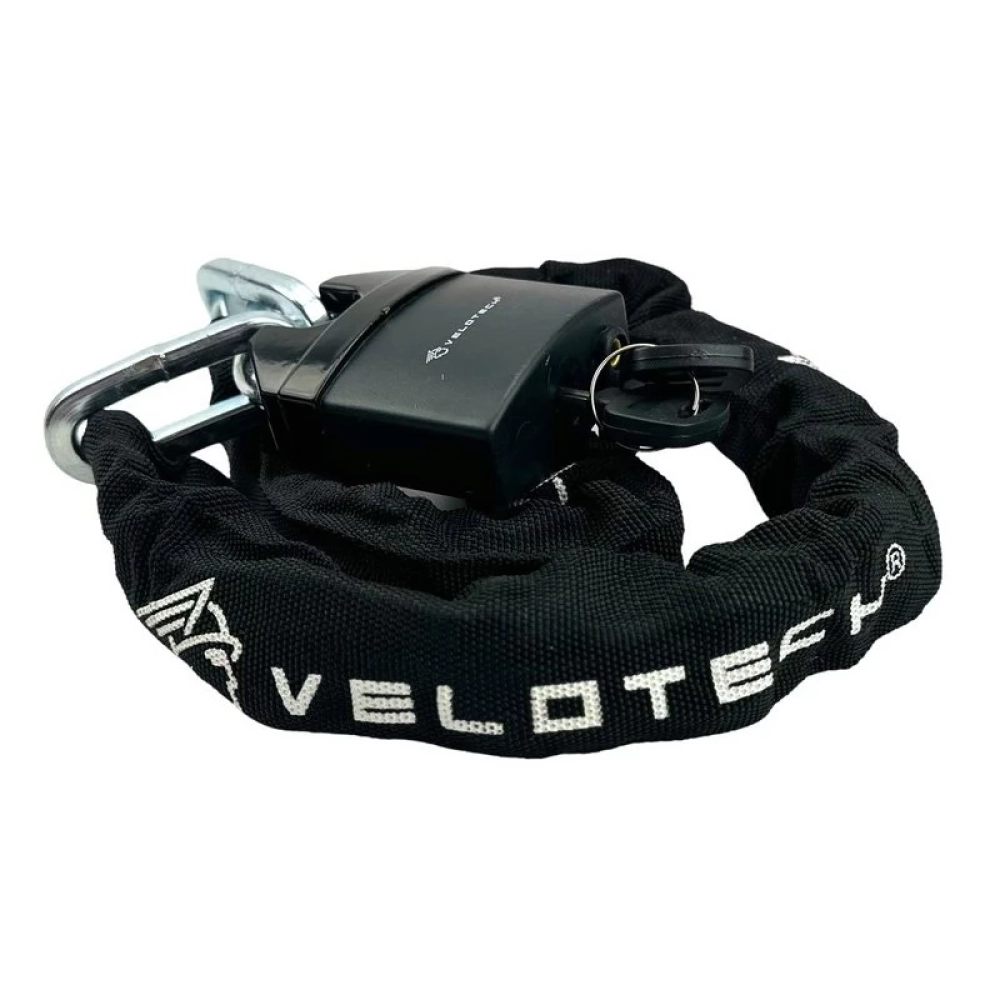 VELOTECH Kerékpárzár láncos lakat 0.8x90 cm fekete