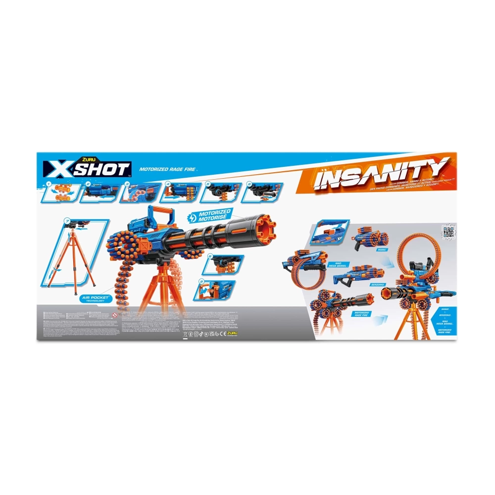 ZURU X-Shot Insanity Rage Fire motor sponge shooting gun