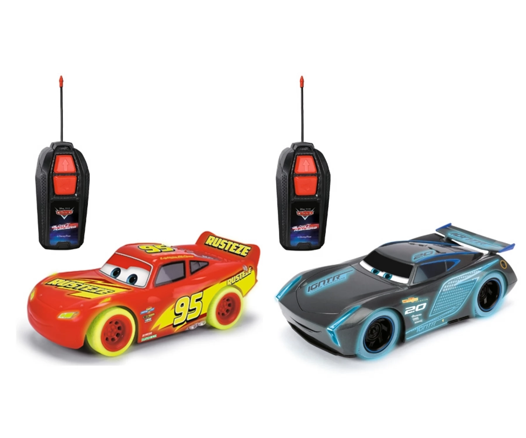 JADA TOYS Glow Racers Cars Lightning McQueen and Vihar