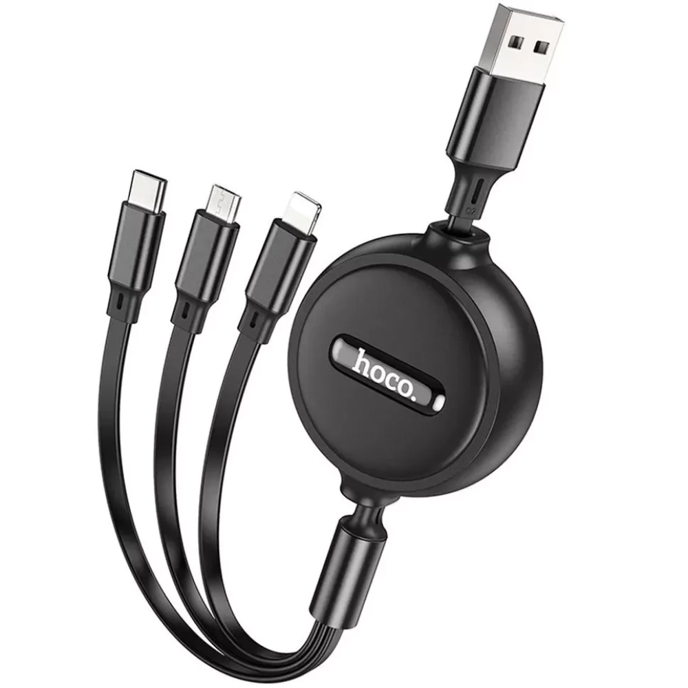 HOCO USB Lightning + Micro USB + USB Type C Converter Black 1m ---