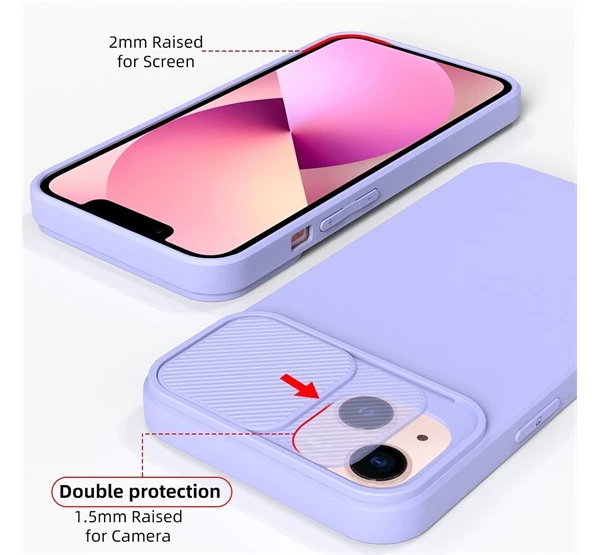 Slide Apple iPhone 13 Pro Max protectorul camerei silicon toc lavandă ...