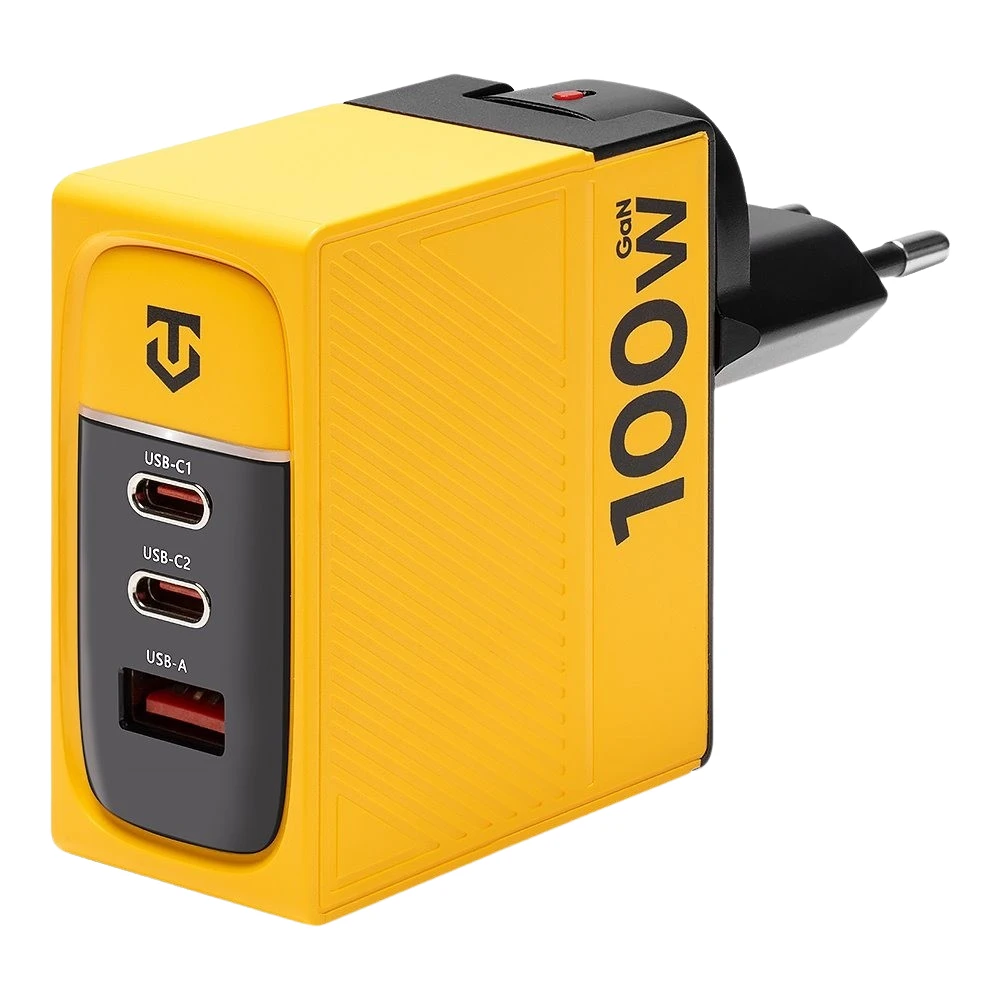 TACTICAL Nett Warrior USB-A / 2 Type-C gyorstöltő adapter 100W sárga