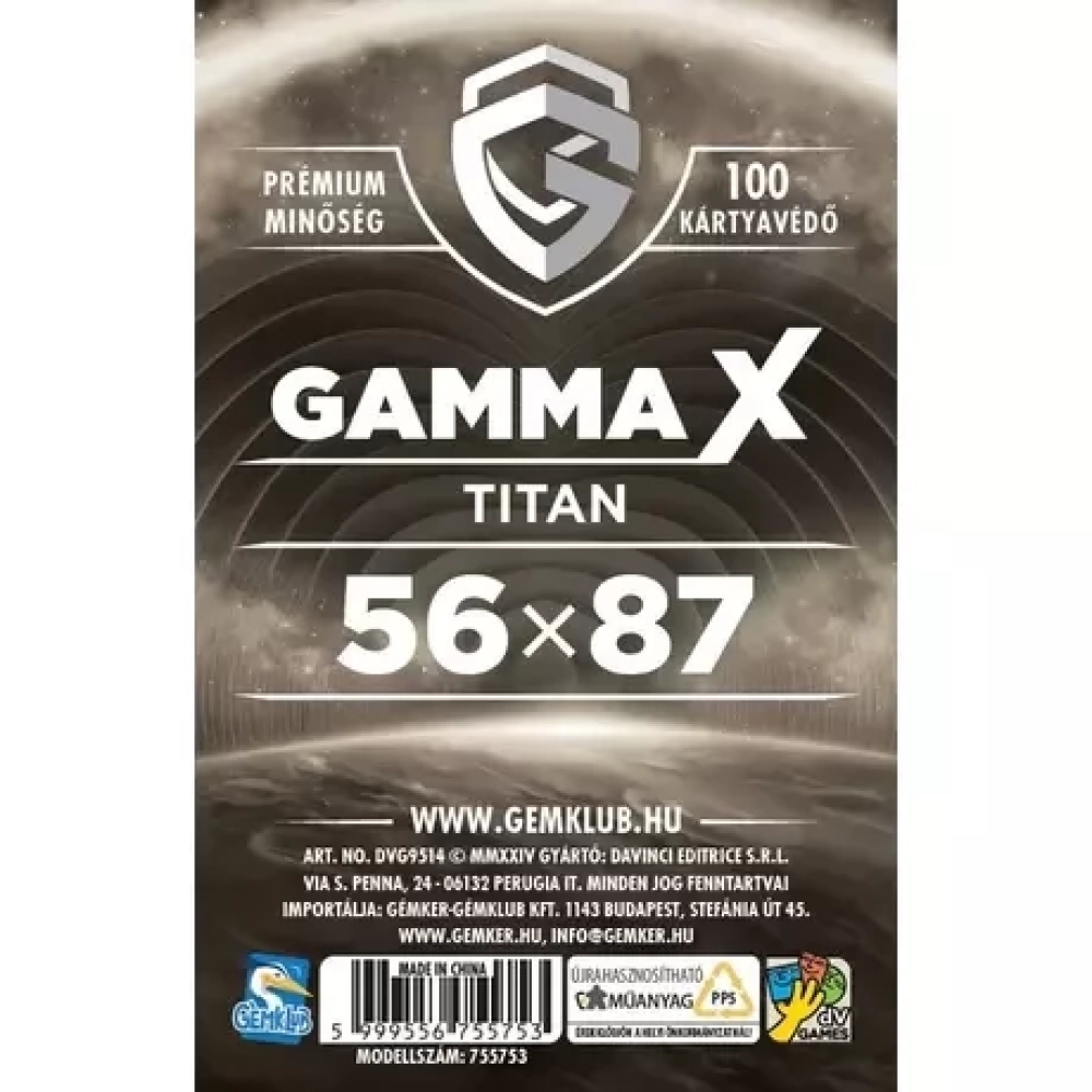 DV GAMES Gamma X - Titan kártyavédő 56x87mm 100 darab