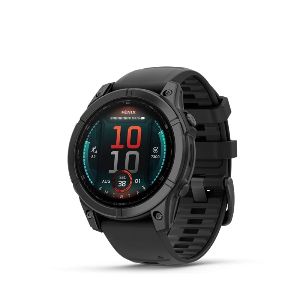 GARMIN Fenix E 47mm dark grey steel black silicone strap