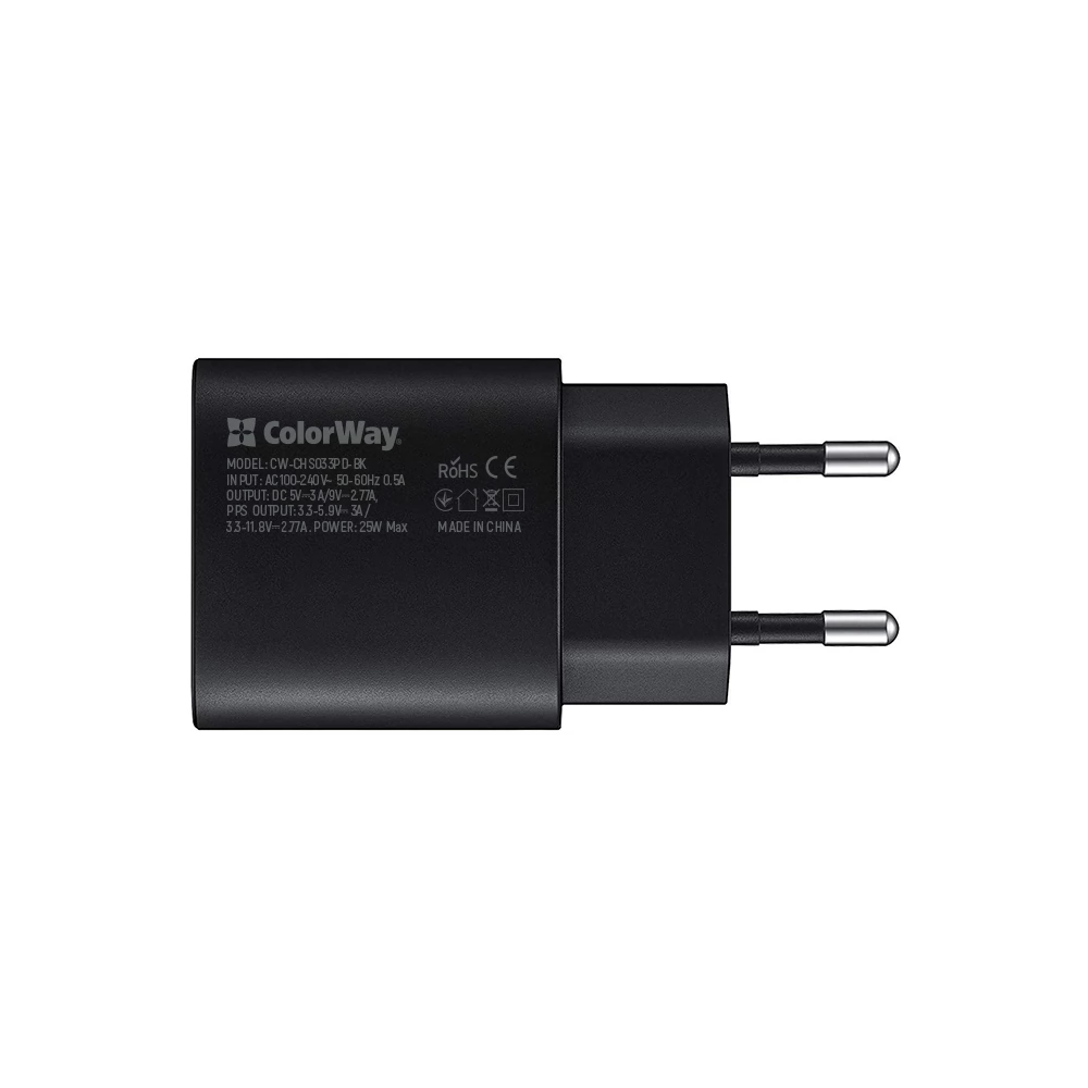 COLORWAY AC Charger Power Delivery Port PPS USB Type-C (25W) crno