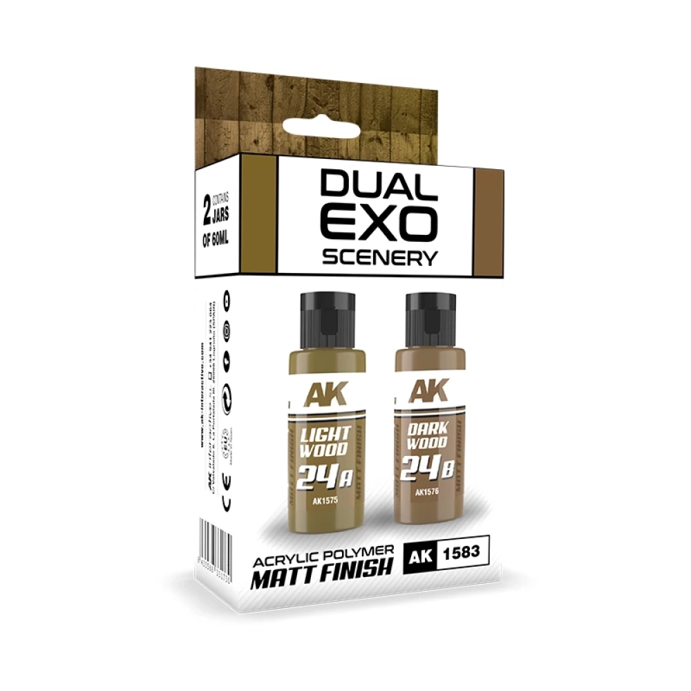 AK INTERACTIVE Dual Exo Scenery Light Wood and Dark Wood matt barna akril polimer festék készlet 2x 60ml
