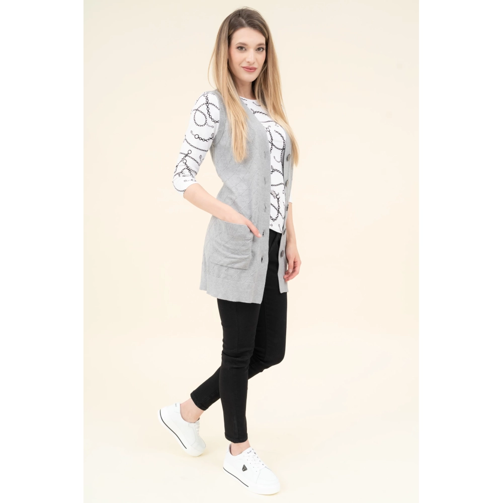 BUDMIL Kötött mellény Female L grey melanzs