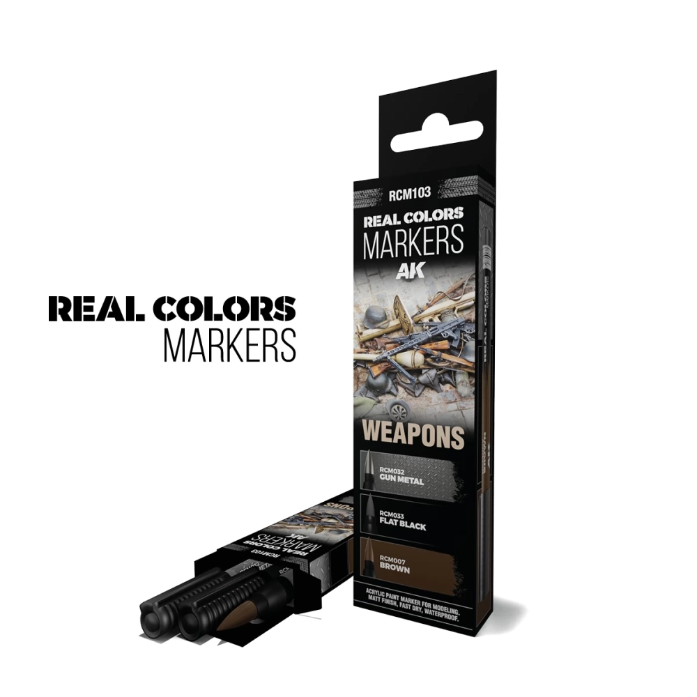 AK INTERACTIVE Real Colors Markers Weapons fegyverek akril festék toll szett 3 darabos